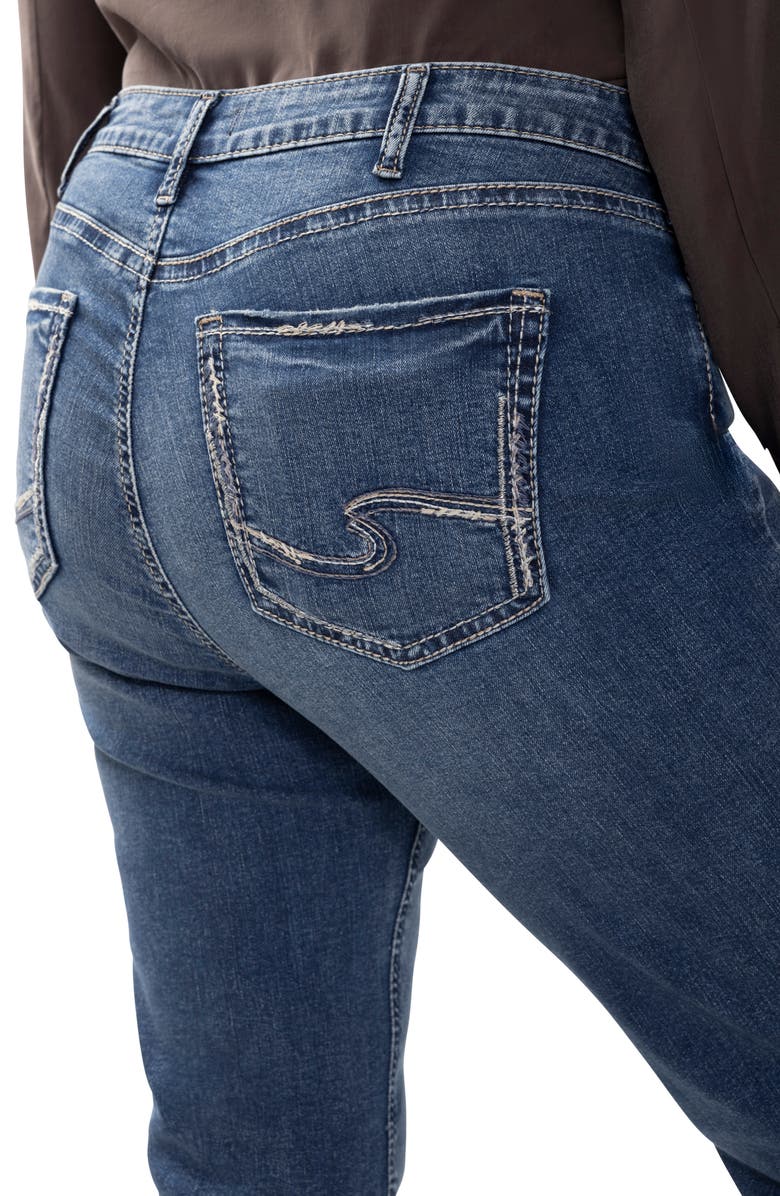 Silver Jeans Co. Avery Curvy Ripped Raw Hem Straight Leg Jeans, Alternate, color, Synth