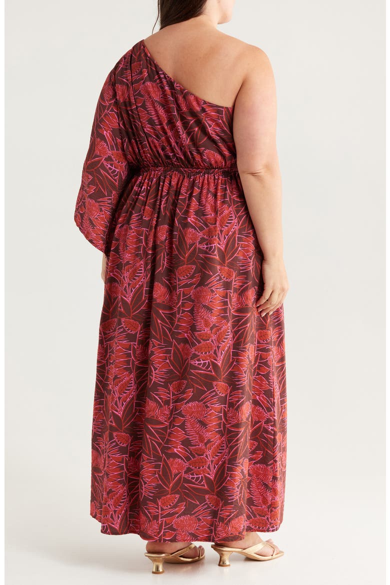 Floral One-Shoulder Maxi Dress, Alternate, color, RUST PINK AUBRI ABSTRACT