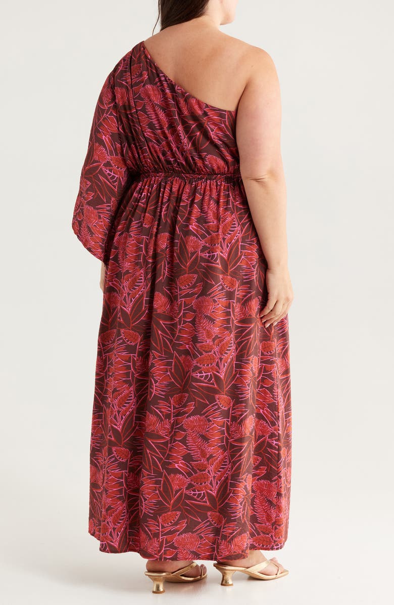 Chelsea28 Floral One-Shoulder Maxi Dress, Alternate, color, Rust Pink Aubri Abstract