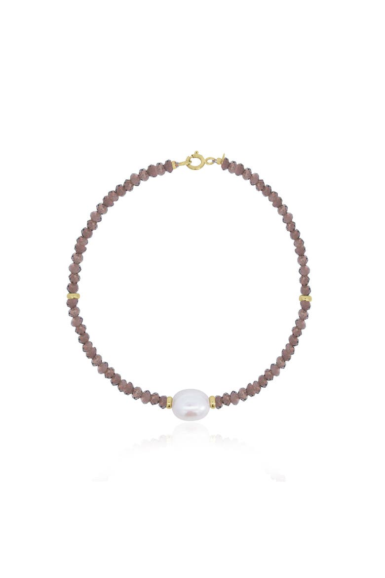Smoky Quartz Bead Pearl Bracelet, Main, color, Smoky Quartz