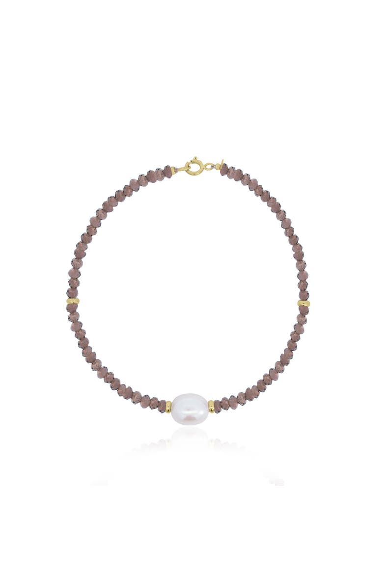 The Lovery Fine Jewelry Smoky Quartz Bead Pearl Bracelet, Main, color, Smoky Quartz