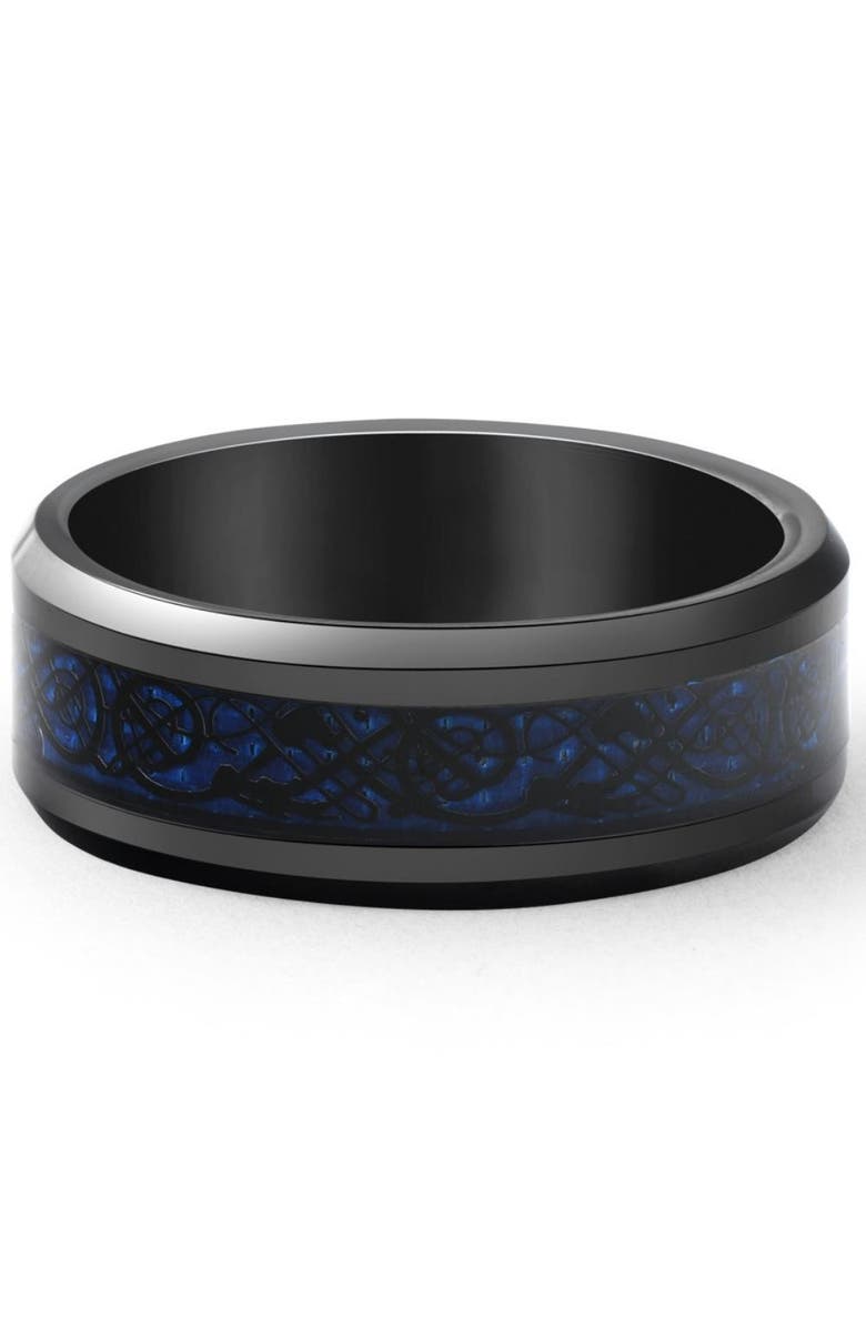 Bliss Diamond Men's Black Dragon Black Tungsten Ring 8mm Wedding Band Comfort Fit Ring, Main, color, 