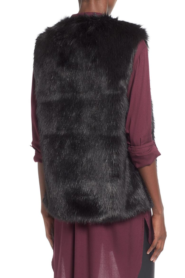 Faux Fur Vest, Alternate, color, BLACK