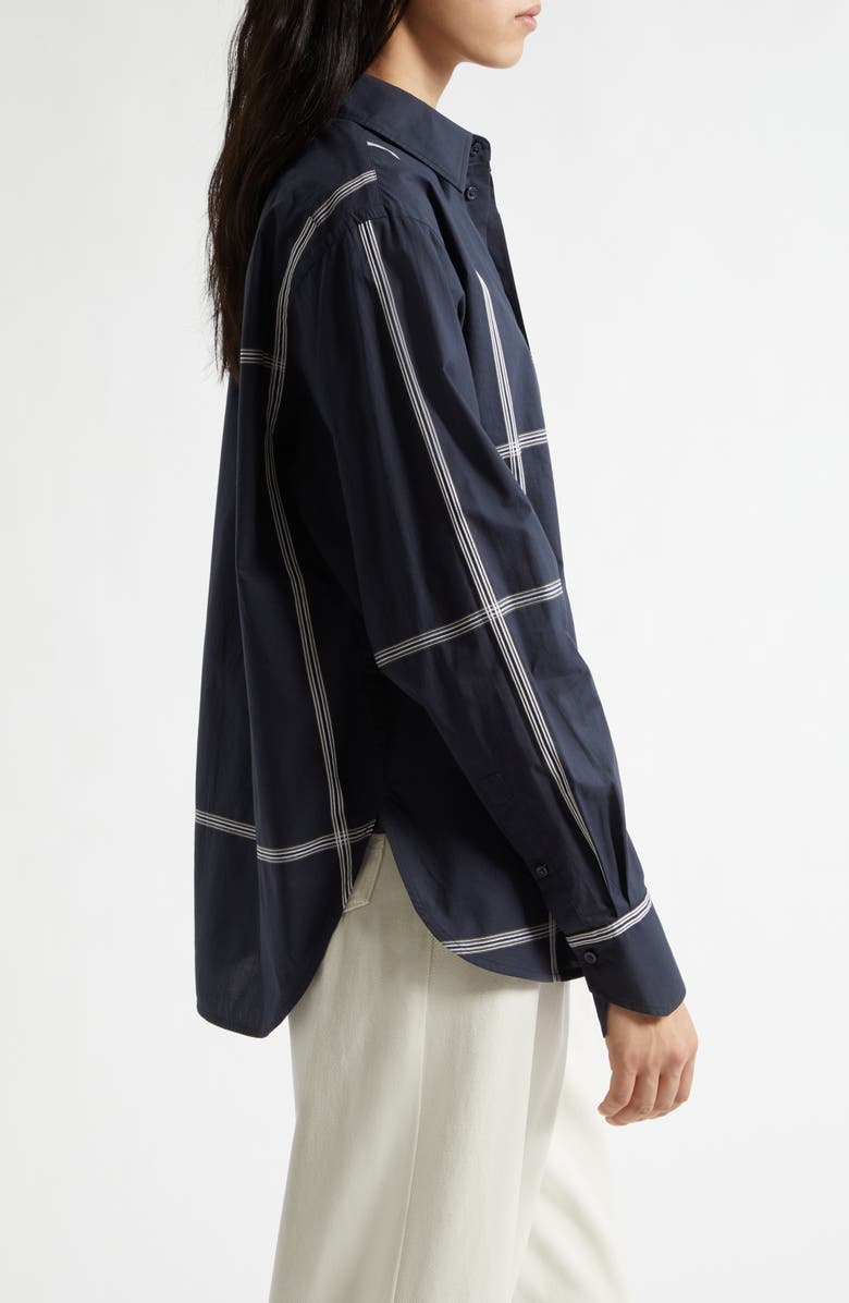 BOSS Saturday Asymmetric Check Cotton Button-Up Shirt, Alternate, color, Sky Captain