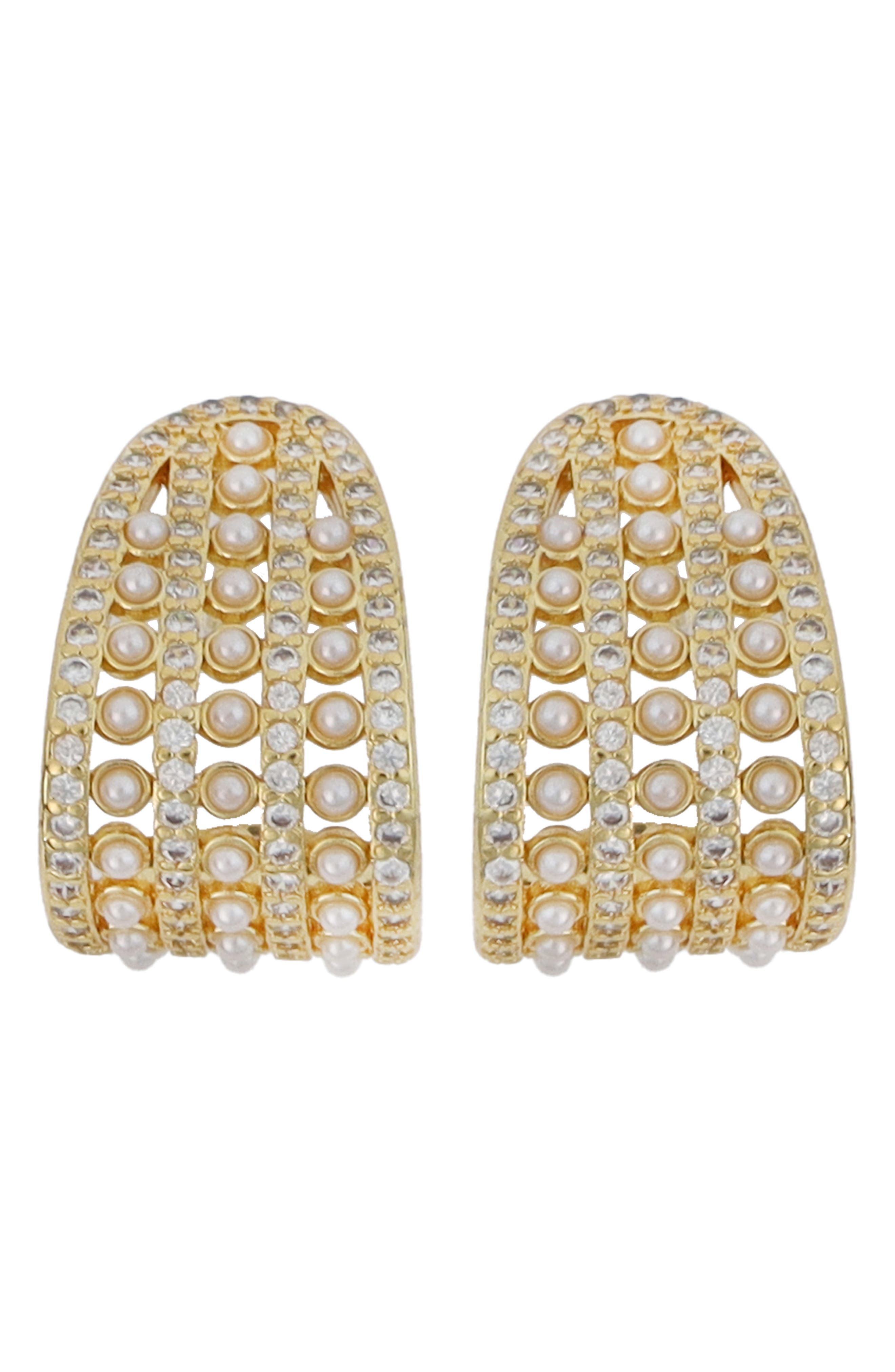 Panacea Faux Pearl & Crystal Hoop Earrings