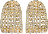 Panacea Faux Pearl & Crystal Hoop Earrings