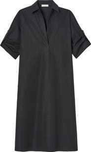 Lafayette 148 New York Roll Tab Sleeve Cotton Popover Dress