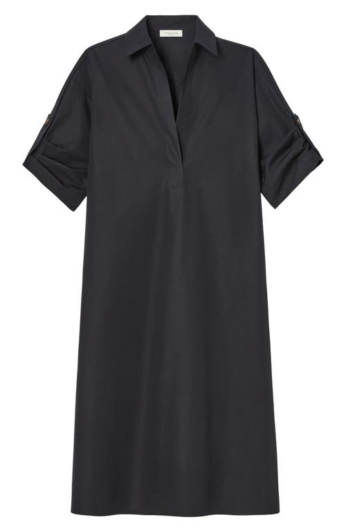 Lafayette 148 New York Roll Tab Sleeve Cotton Popover Dress In Black