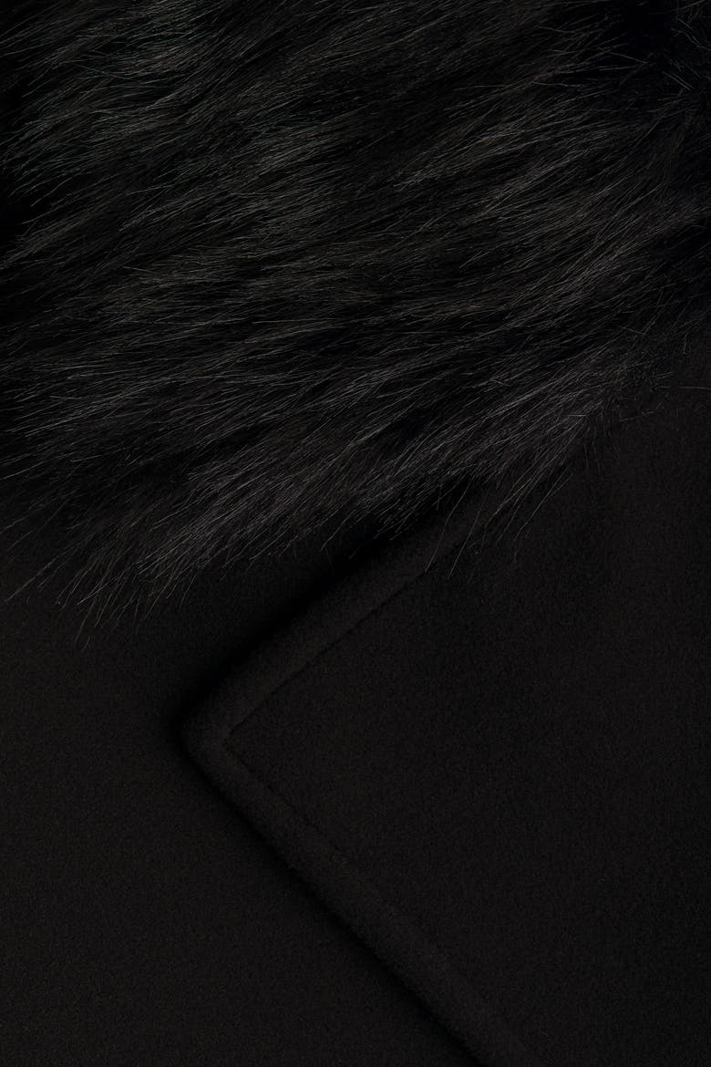 Fluffy-collared Pea Coat, Alternate, color, Black