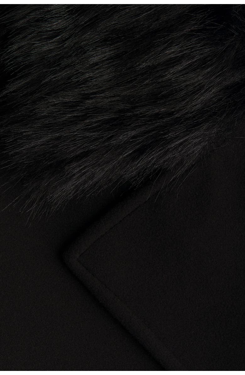 H&M Fluffy-collared Pea Coat, Alternate, color, Black