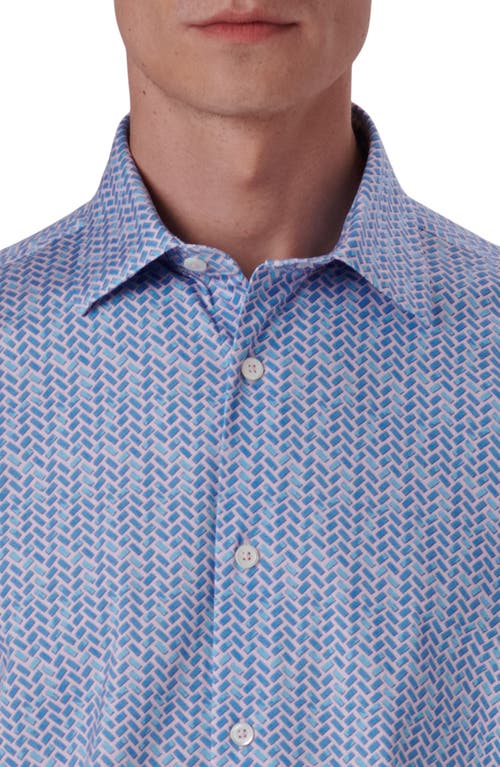 Bugatchi Miles Ooohcotton® Geo Print Short Sleeve Button-up Shirt