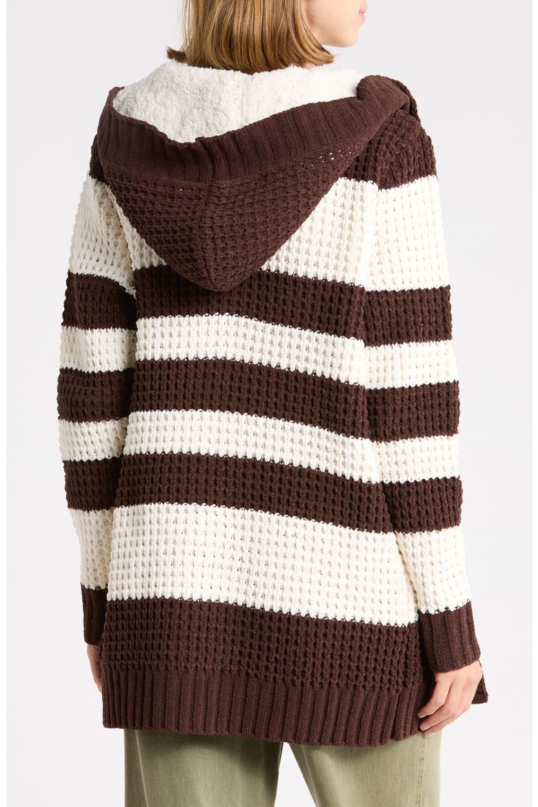 Hooded Cardigan, Alternate, color, BROWN COMBO