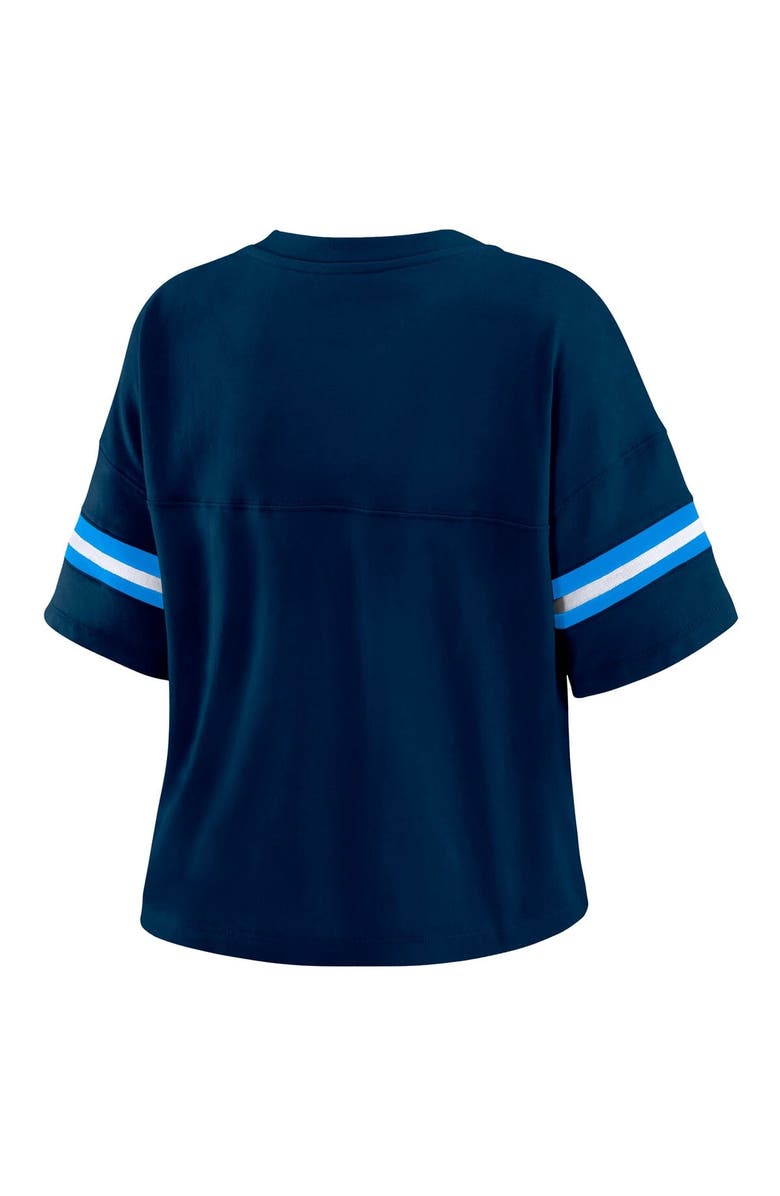 WEAR by Erin Andrews Women's WEAR by Erin Andrews Navy/White Tennessee Titans Plus Size Color Block Boxy T-Shirt, Alternate, color, Navy