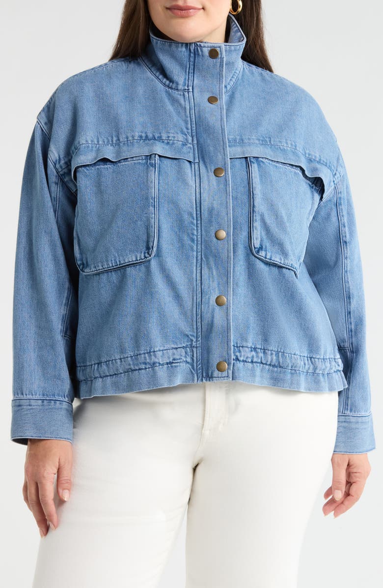 Caslon<sup>®</sup> Denim Utility Jacket, Alternate, color, Medium Wash