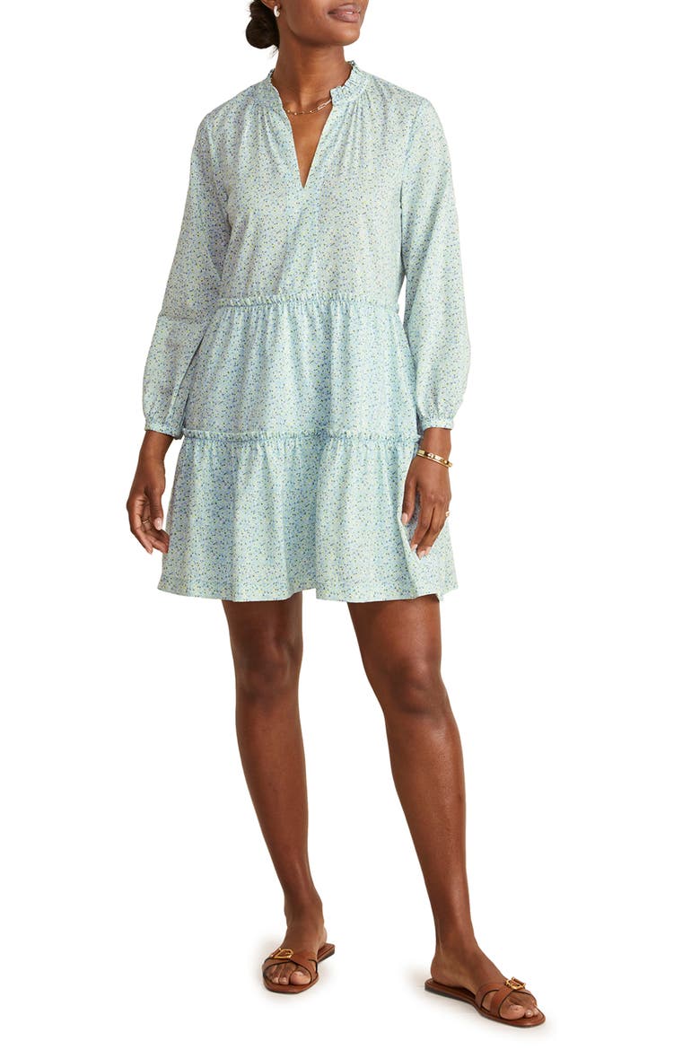 Print Long Sleeve Tiered Dress, Main, color, TINY FLORAL-JAKEBLUE