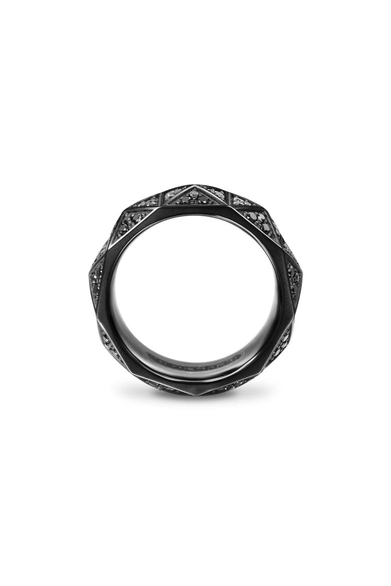 Men's Pyramid Band Ring in Black Titanium with Black Diamonds, 8mm, Alternate, color, BLACK TITANIUM - SIZE 11