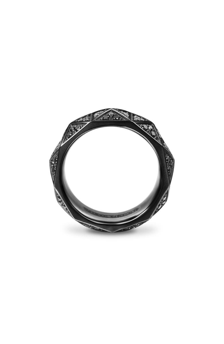 David Yurman Men's Pyramid Band Ring in Black Titanium with Black Diamonds, 8mm, Alternate, color, Black Titanium - Size 10