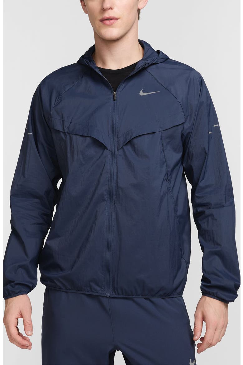 Stride Dri-FIT UV Hooded Running Jacket, Main, color, 437 THUNBL/REFSIL