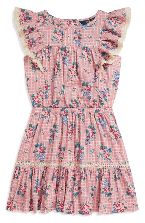 Kids' Lace Trim Flutter Sleeve Top & Skirt Set (Toddler & Little Kid)