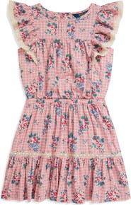 Polo Ralph Lauren Kids' Lace Trim Flutter Sleeve Top & Skirt Set