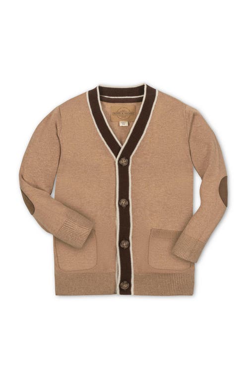 Hope & Henry Boys' Organic Tipped Cardigan With Elbow Patches, Kids In Gold