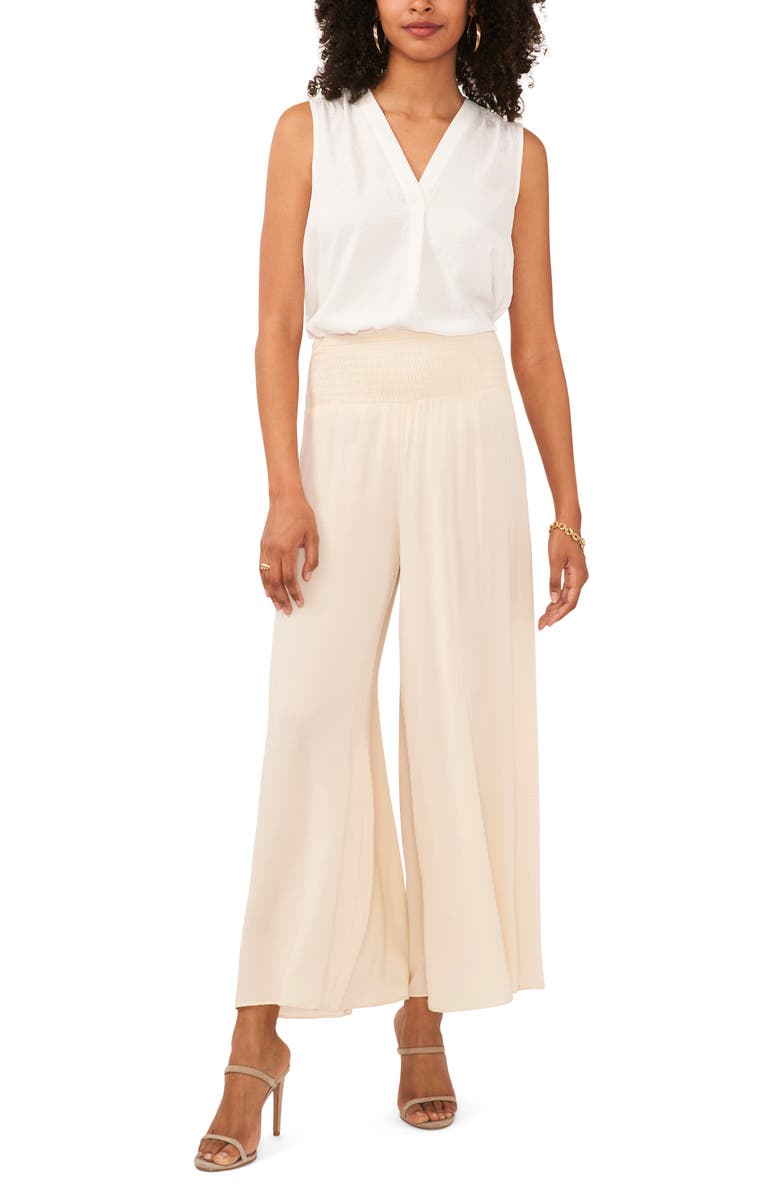 Vince Camuto Smocked Crop Wide Leg Pants, Alternate, color,