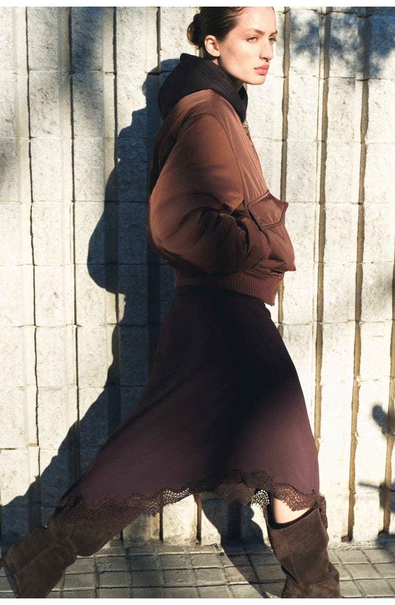 H&M Padded Bomber Jacket, Alternate, color, Dark Brown