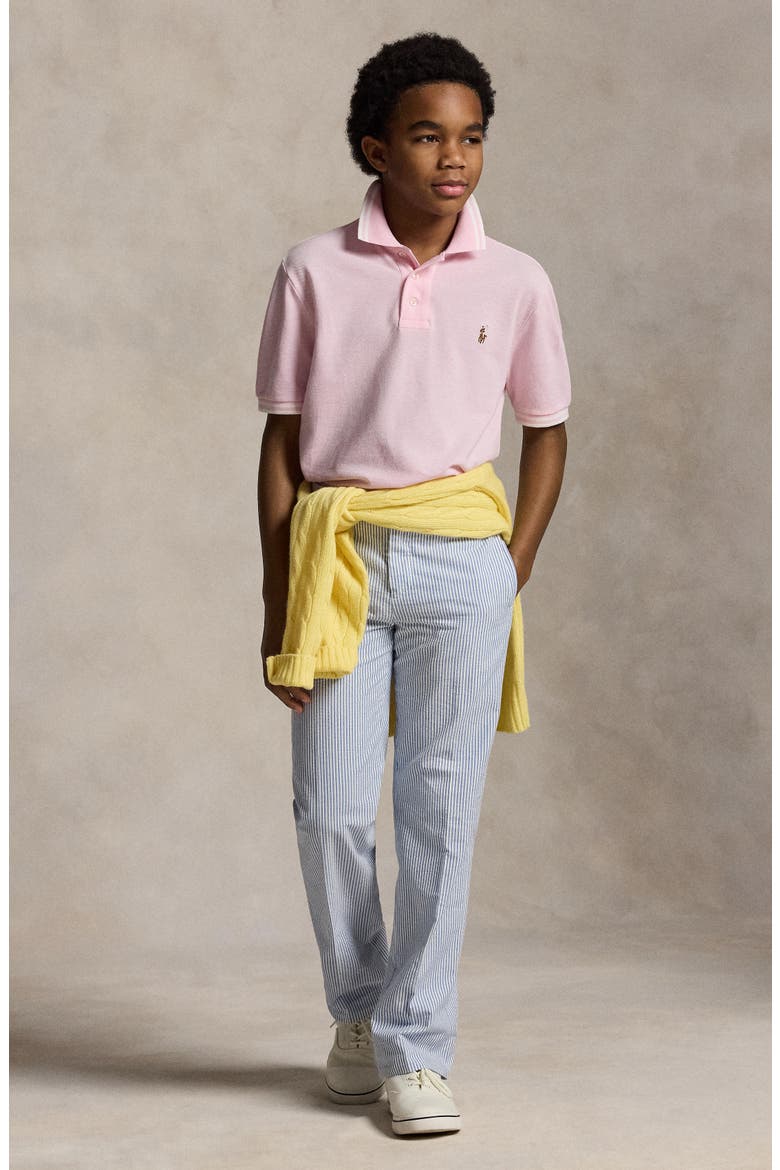 Kids' Tipped Cotton Piqué Polo, Alternate, color, PINK MU