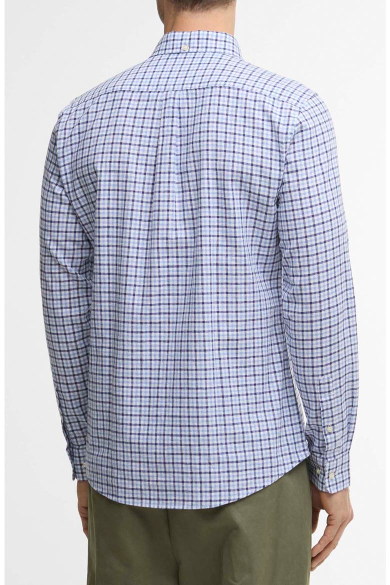 Nelson Linen & Cotton Gingham Button-Down Shirt, Alternate, color, BLUE