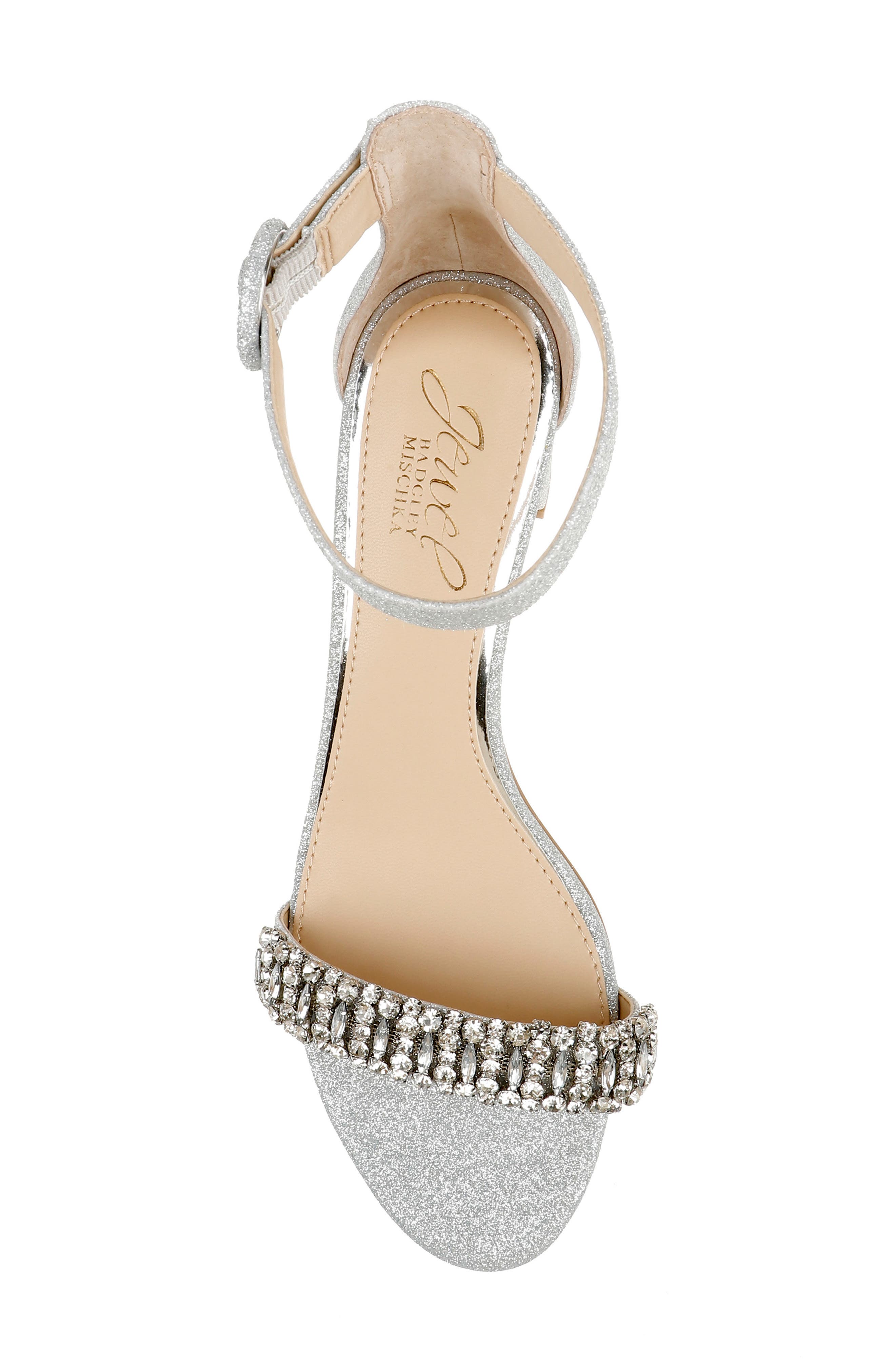 Jewel Badgley Mischka James Sandal, Alternate, color, Silver