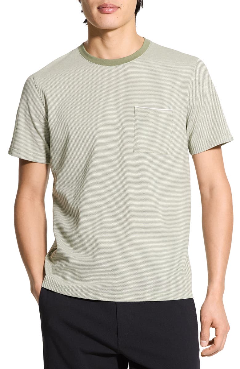 Theory Bird's Eye Ringer T-Shirt, Main, color, Green Multi