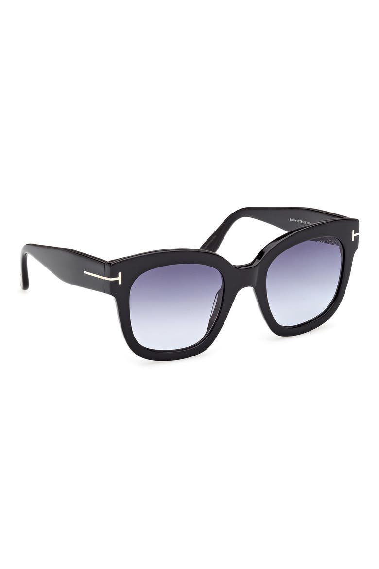 Beatrix 52mm Gradient Geometric Sunglasses, Alternate, color, SHINY BLACK / GRADIENT BLUE