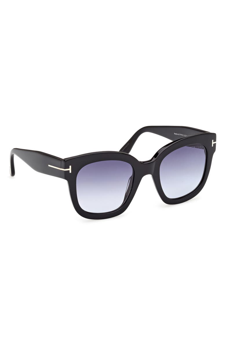 TOM FORD Beatrix 52mm Gradient Geometric Sunglasses, Alternate, color, Shiny Black / Gradient Blue