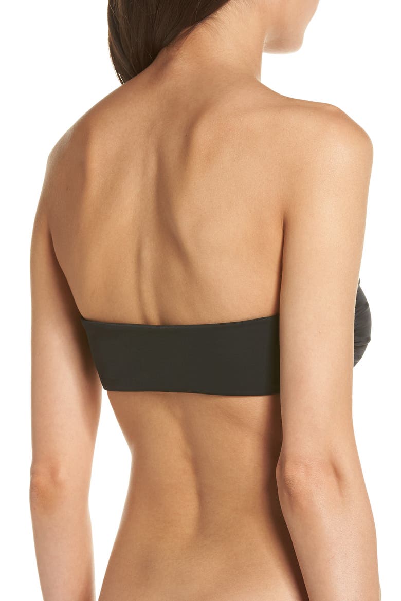 Riviera Tie Front Bandea Bikini Top, Alternate, color, BLACK