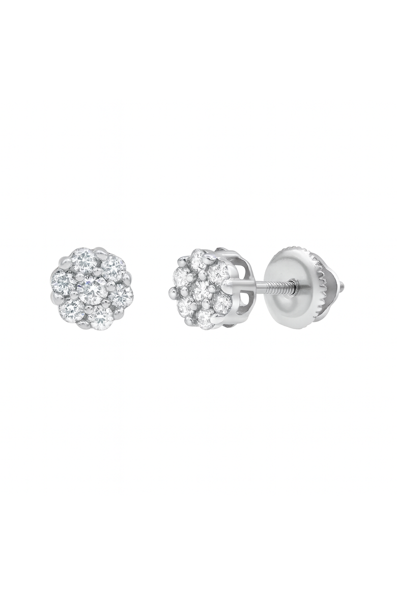 Meadow 0.32 Ct TW Lab Grown Diamond Cluster Studs 14K Gold Earrings, Main, color, 14K White Gold
