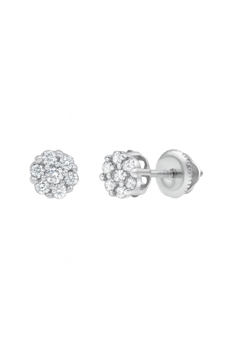 LuvMyJewelry Meadow 0.15 Ct TW Lab Grown Diamond Cluster Studs 14K Gold Earrings, Alternate, color, 14K White Gold
