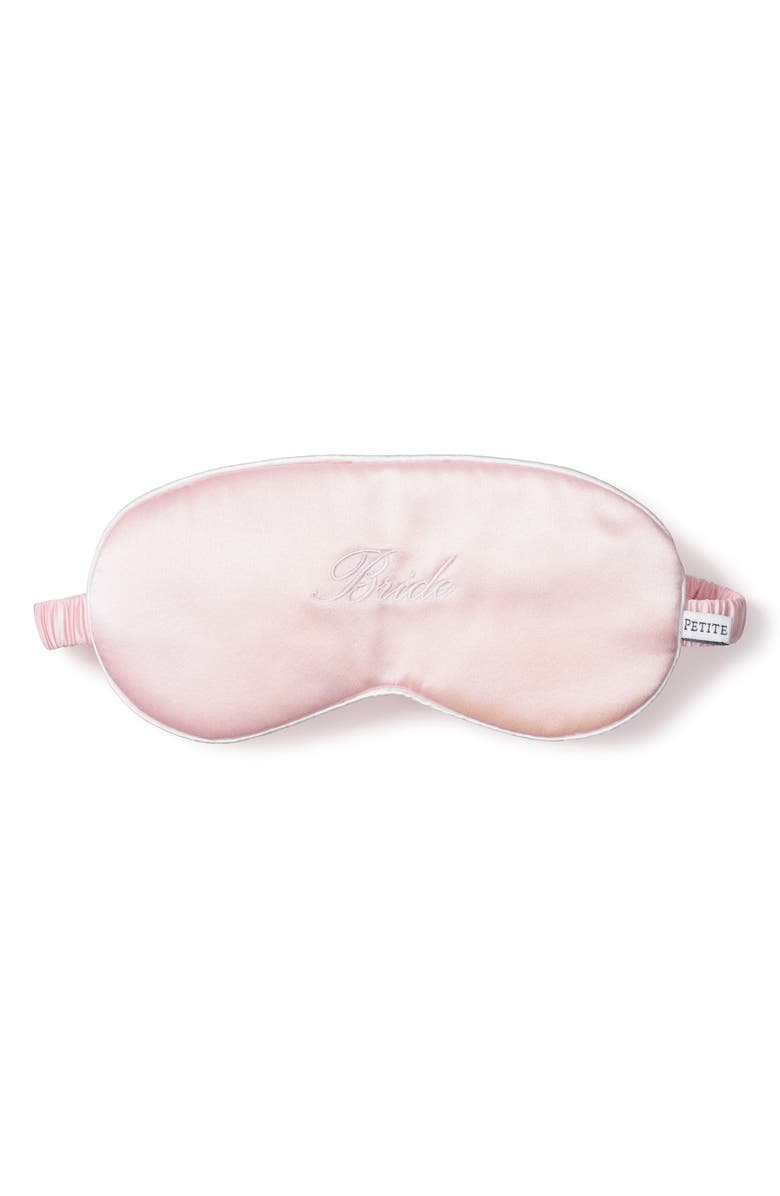 Petite Plume Bride Embroidered Silk Sleep Mask, Main, color, Pink