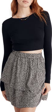 Madewell Fine Ribbed Supercrop Crewneck Long Sleeve T-Shirt