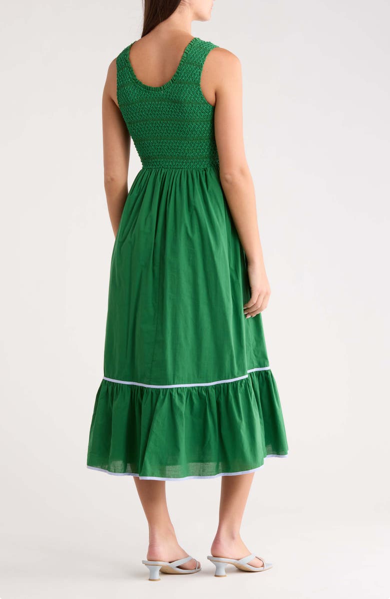SUGARLIPS Jessy Smocked Midi Dress, Alternate, color, Emerald