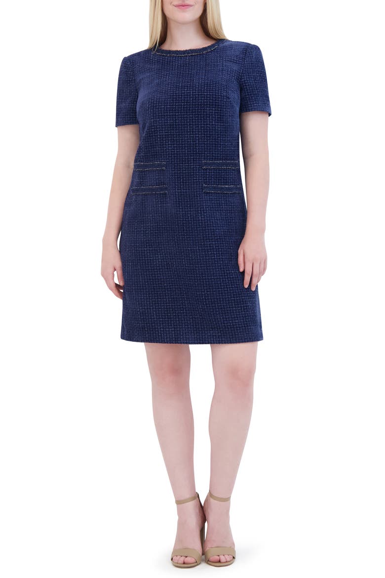 Tweed Shift Dress, Main, color, MEDIUM BLU