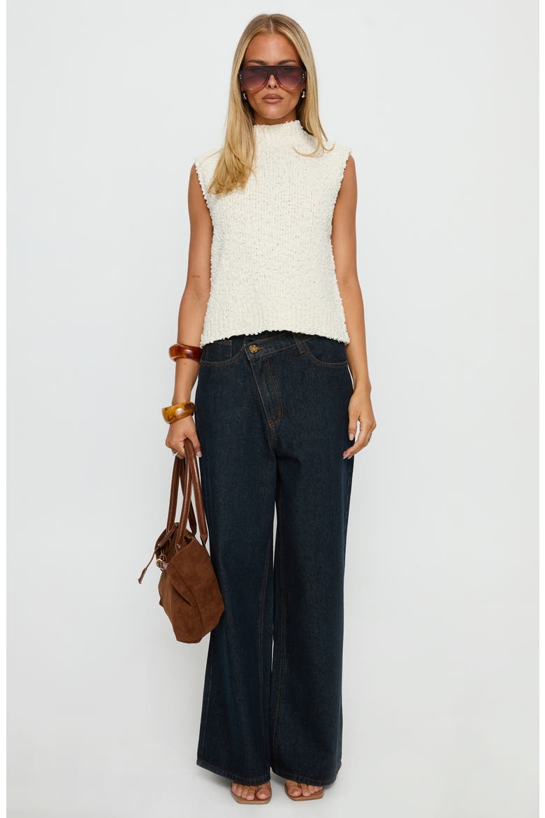 Lanette Mock Neck Sleeveless Bouclé Sweater, Alternate, color, CREAM