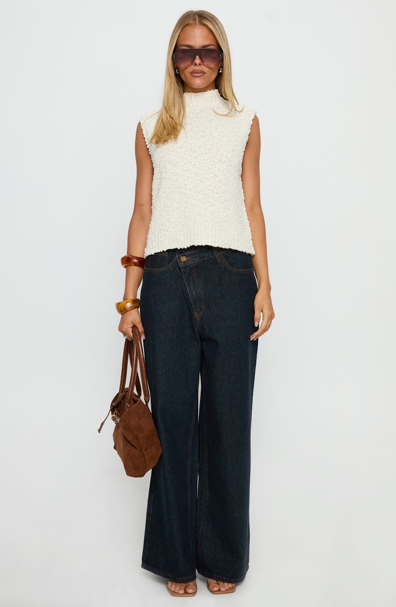 Princess Polly Lanette Mock Neck Sleeveless Bouclé Sweater, Alternate, color, Cream