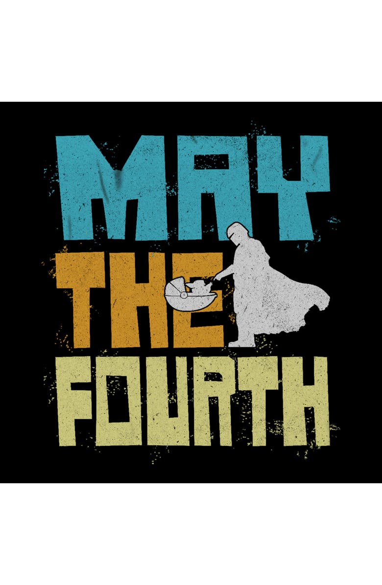 Star Wars: The Mandalorian Men's Star Wars The Mandalorian Distressed Splatter May The Fourth Graphic T-Shirt, Alternate, color, Black