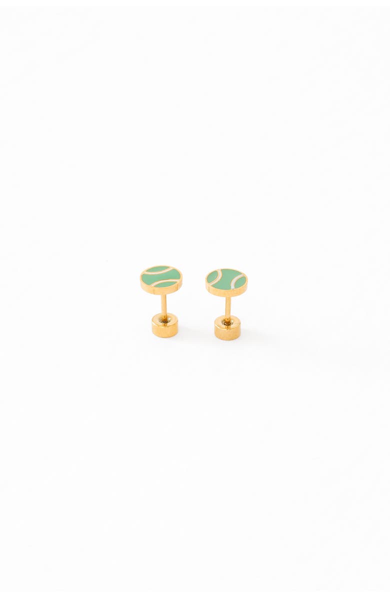 Pip Pop Tennis Ball Stud Earrings, Main, color, Green
