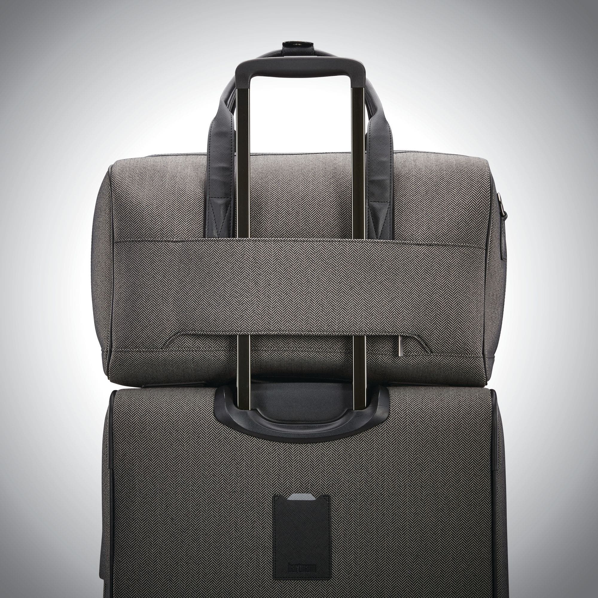 Herringbone Deluxe Weekend Duffel Bag, Alternate, color, Black Herringbone