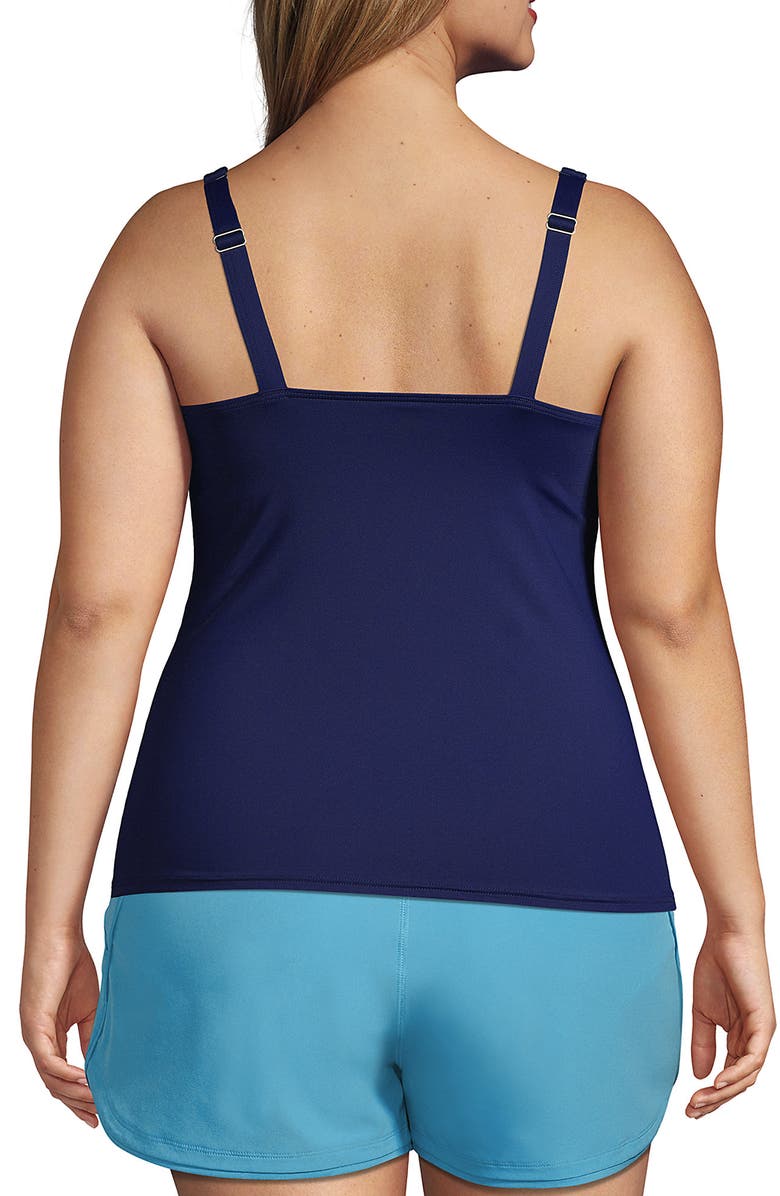 Lands' End Plus Size Chlorine Resistant Square Neck Underwire Tankini Swimsuit Top, Alternate, color, Deep Sea Navy