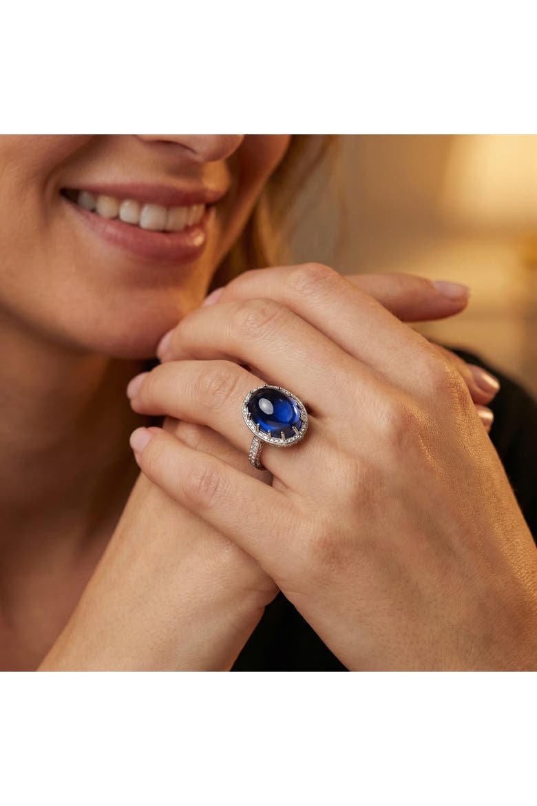 22.70Ct Ceylon Star Sapphire Diamond Heirloom Ring 14k Gold Lab Grown, Alternate, color, 14k White Gold