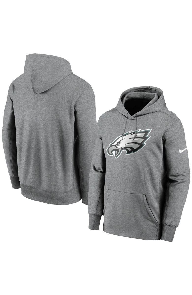 Nike Men's Nike Heathered Gray Philadelphia Eagles Fan Gear Primary Logo Performance Pullover Hoodie, Main, color,
