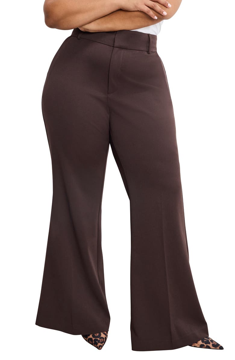 Good American Essential Flare Leg Pants, Alternate, color, Dark Chocolate
