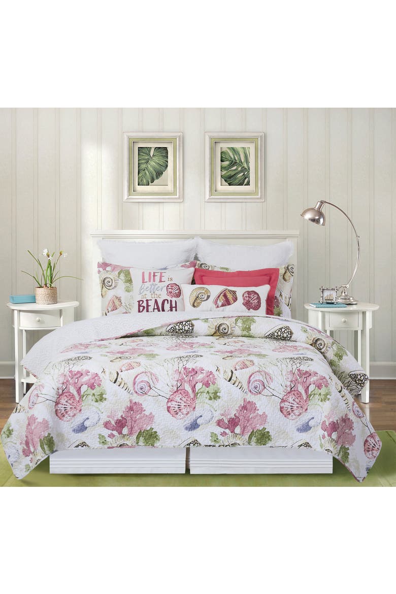 Vilano Bay Cotton Quilt Set  - Reversible and Machine Washable, Alternate, color, Pink